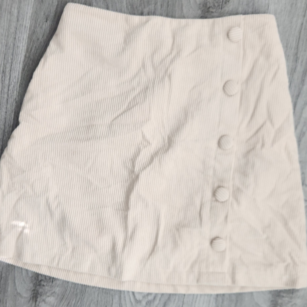 Cream Button-Front Skirt